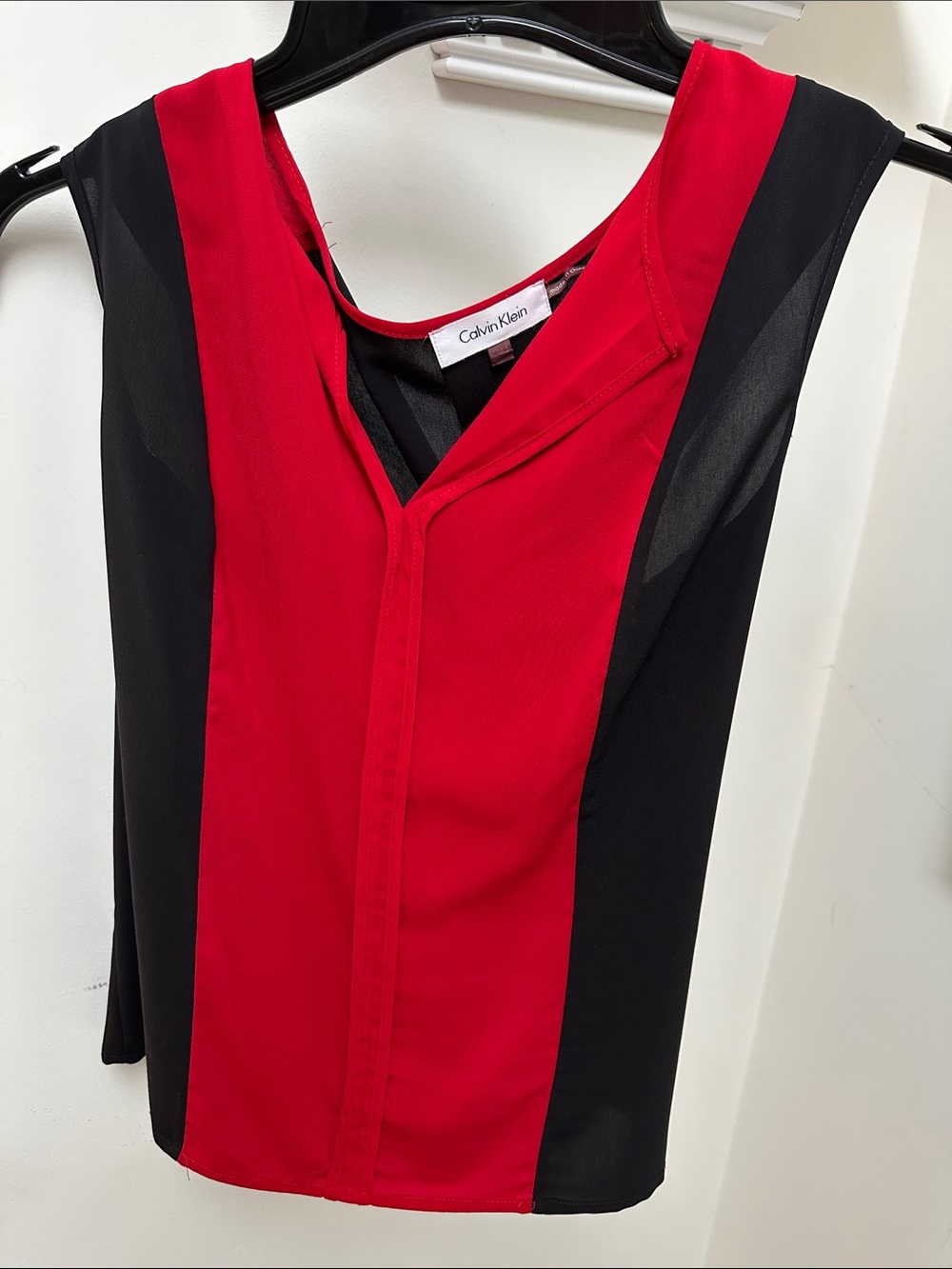 Calvin Klein Red and Black Colorblock Sleeveless Top